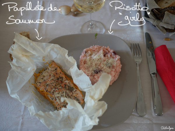 Papillote de saumon et risotto girly !