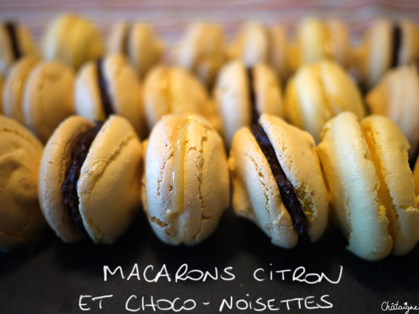 Macarons citron et choco-noisettes