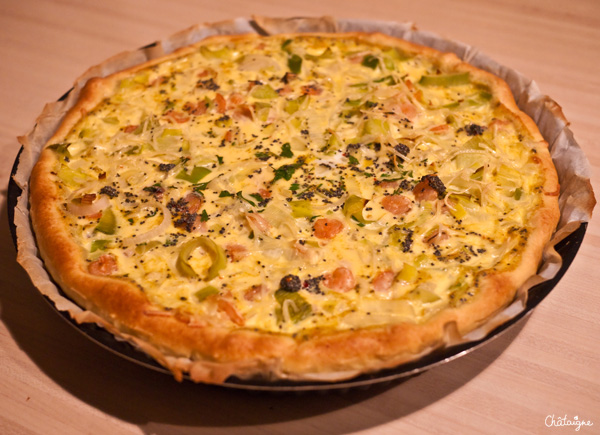 Quiche poireaux-crevettes