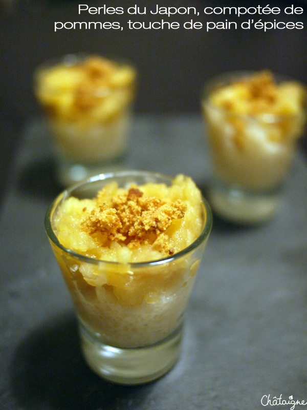 Perles du Japon, compotée de pommes, touche de pain d'épices