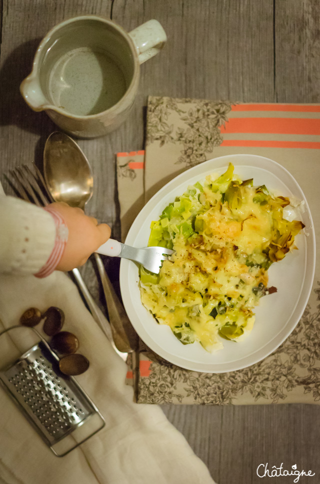 Gratin de poireaux aux ravioles