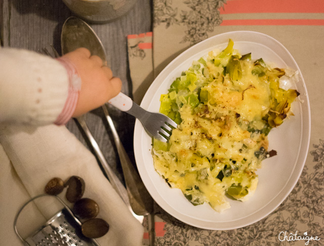 Gratin de poireaux aux ravioles