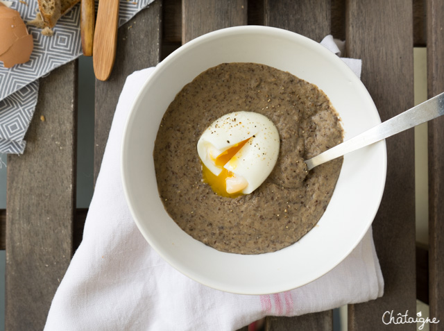 Soupe de lentilles vertes, œuf mollet