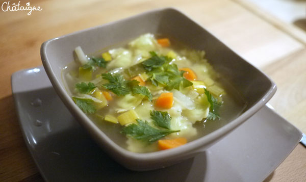 bouillon de légumes aux ravioles