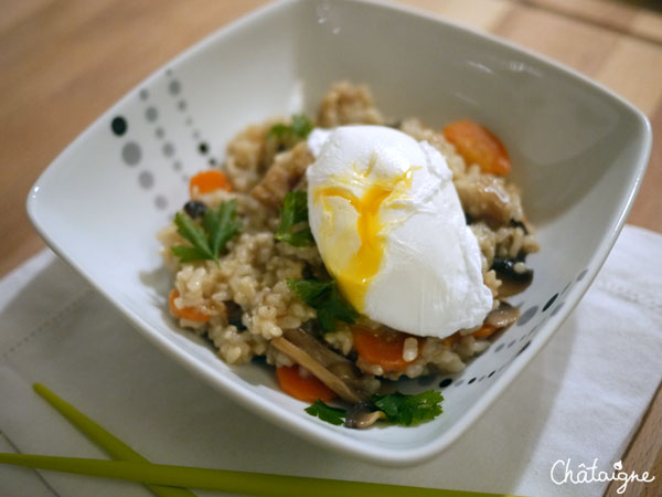 Riz comme un risotto, oeuf poché