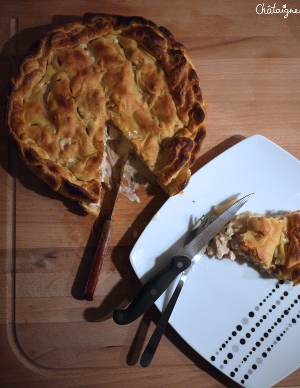 tourte aux topinambours, navets et poulet 