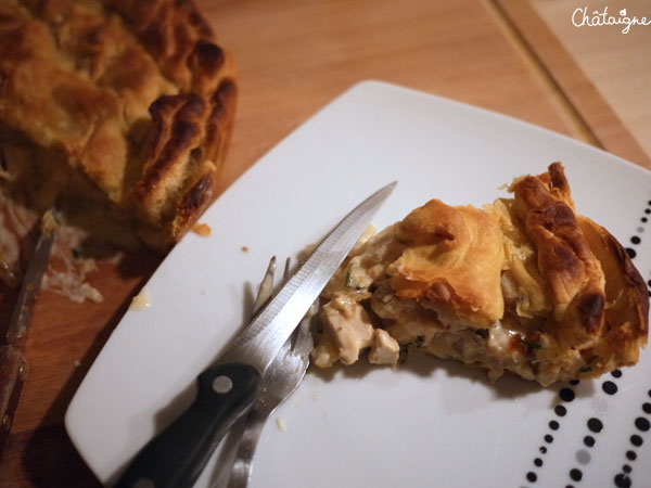 Tourte aux topinambours, navets et poulet