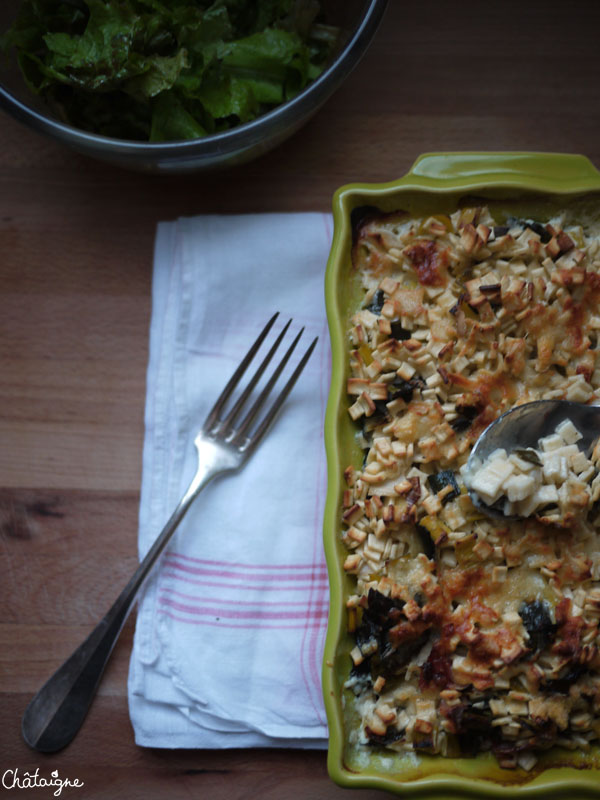 gratin de crozets aux poireaux