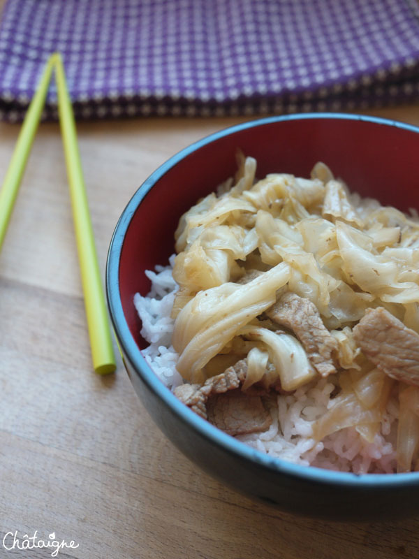 Porc sauté au chou et au gingembre