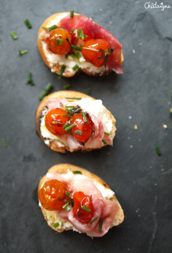 tartines aux tomates cerises et jambon cru