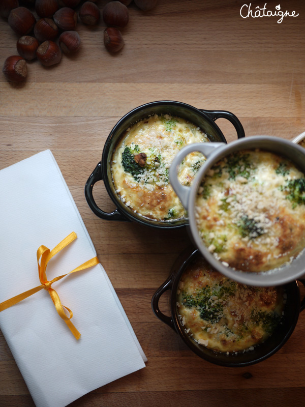 petits flans aux brocolis et noisettes