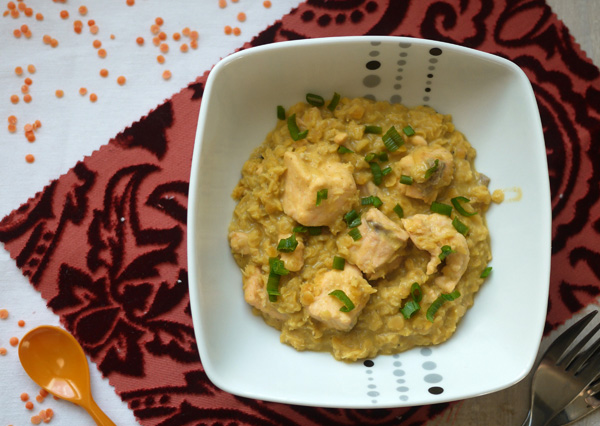 Curry de lentilles corail au saumon