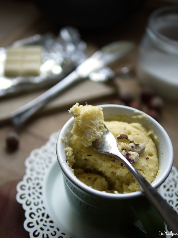 Mug cake chocolat blanc 