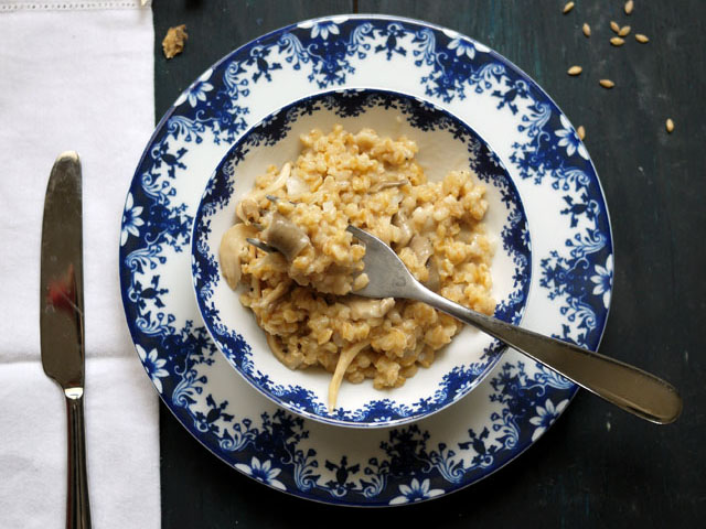 Risotto de petit épeautre aux pleurotes