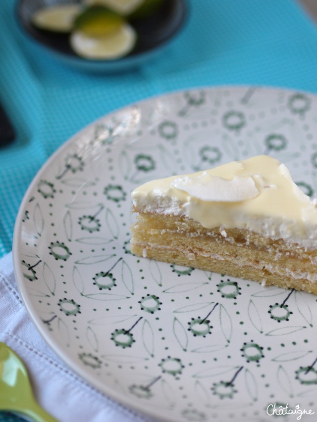 gâteau citron-citron vert et mousse coco