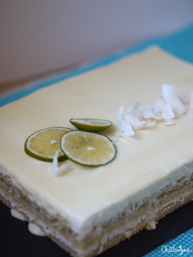 gâteau citron-citron vert et mousse coco