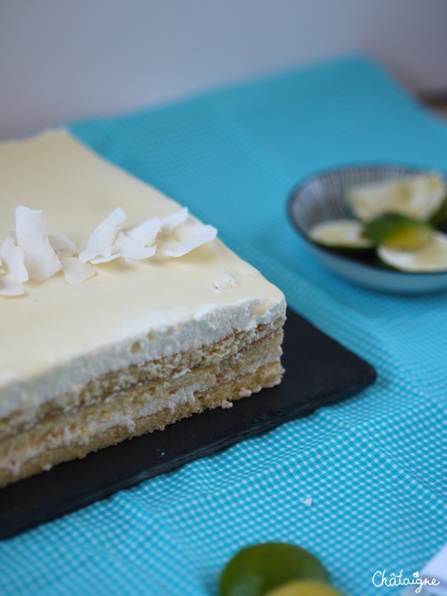 gâteau citron-citron vert et mousse coco