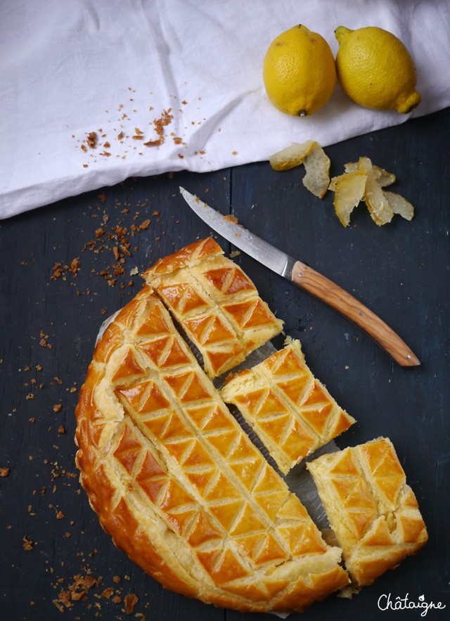 galette des rois au citron et cédrats confits