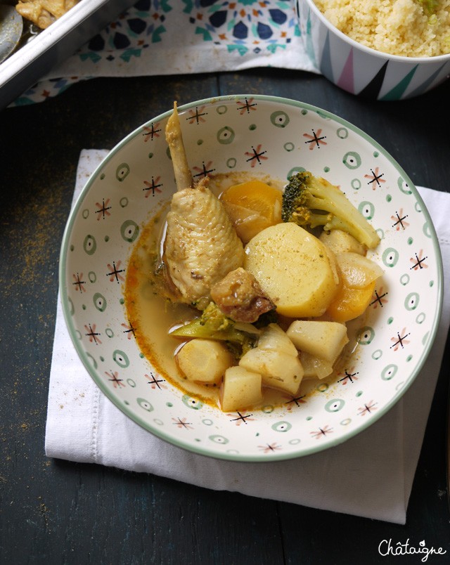 Couscous de poulet et légumes racines