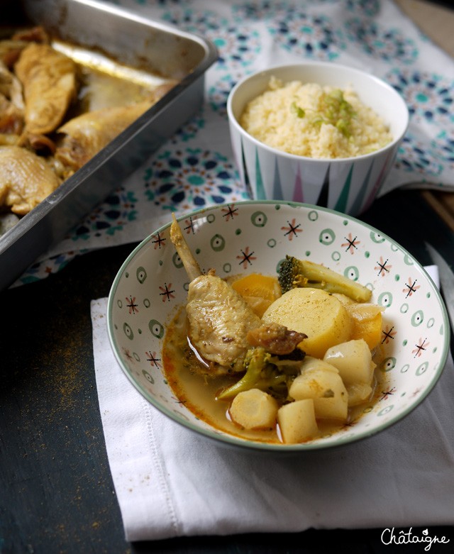 Couscous de poulet et légumes racines