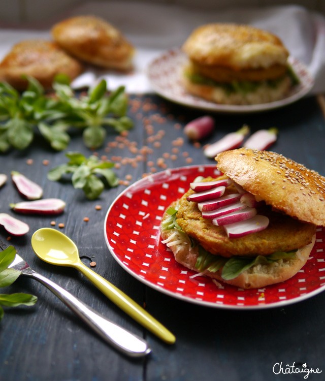 burgers aux steaks de lentilles corail