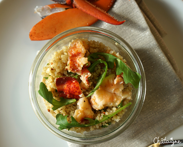 Panna cotta de homard, salade de quinoa