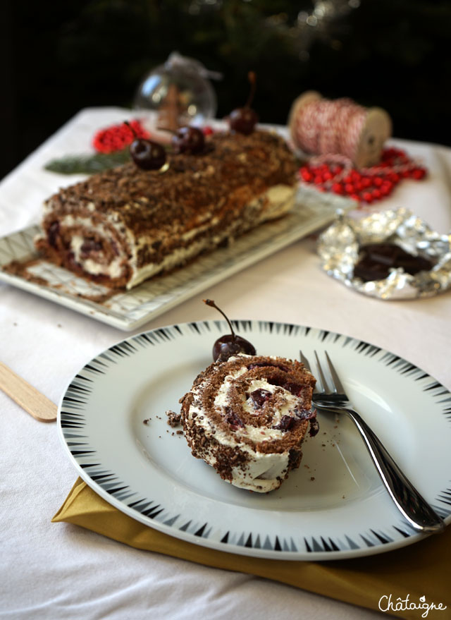 bûche de noël façon forêt noire