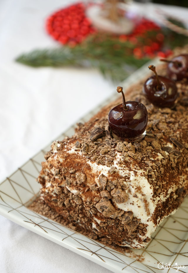 bûche de noël façon forêt noire