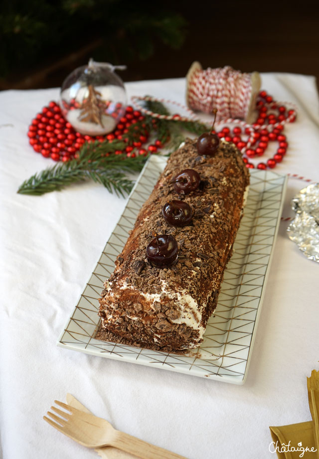 bûche de noël façon forêt noire