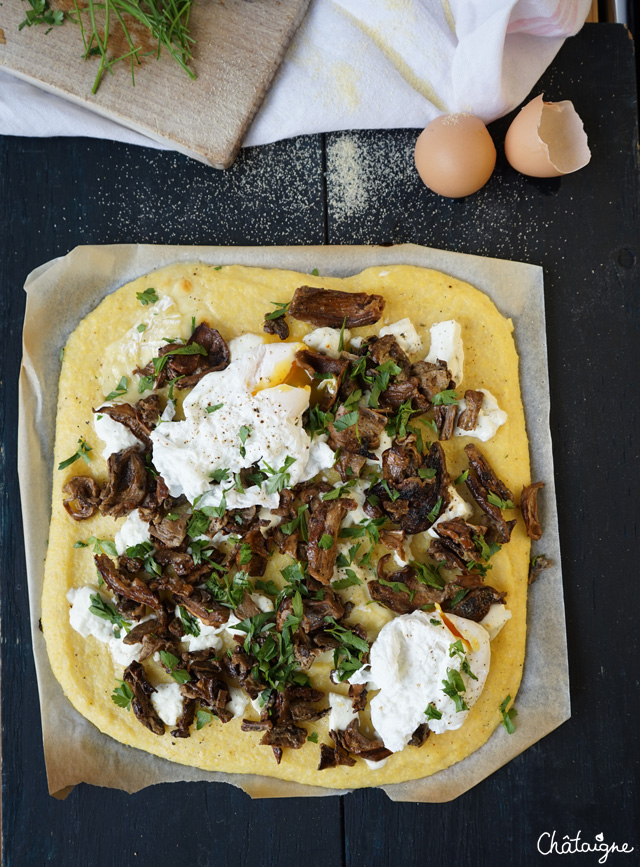 Tarte à la polenta et aux cèpes