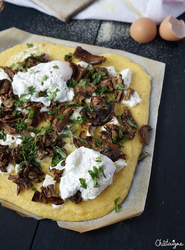 Tarte à la polenta et aux cèpes