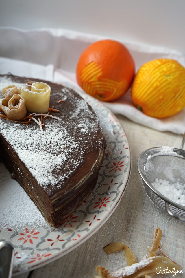gâteau de crêpes chocolat-orange