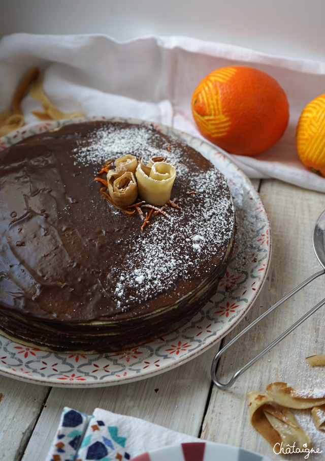gâteau de crêpes chocolat-orange
