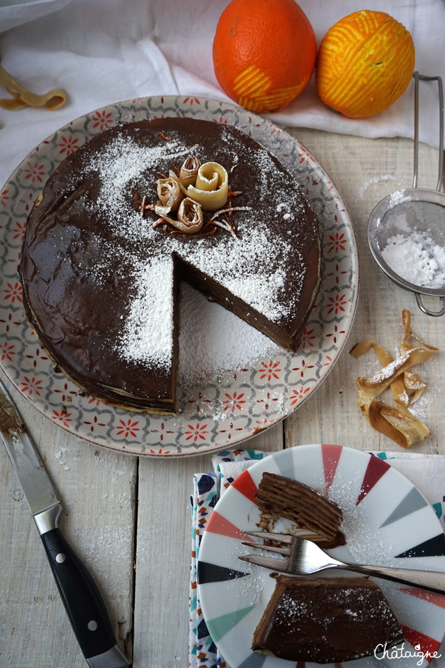 gâteau de crêpes chocolat-orange