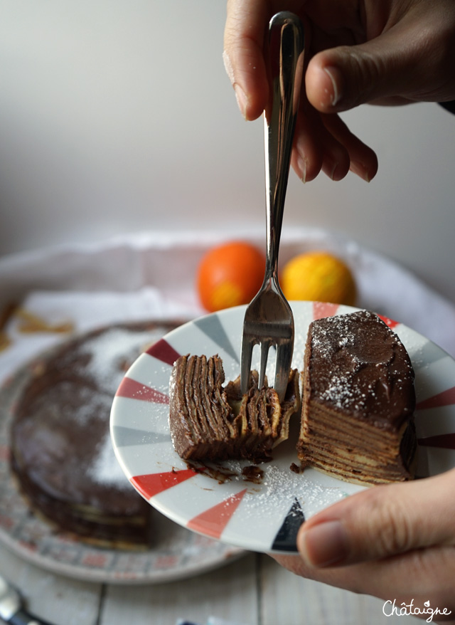 gâteau de crêpes chocolat-orange