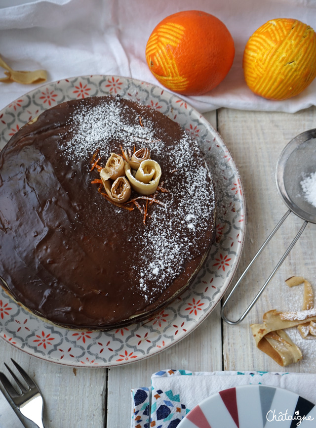 gâteau de crêpes chocolat-orange