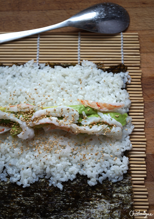 Makis et sushis avocat-crevettes