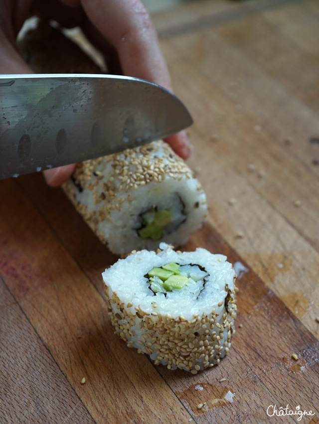 Makis et sushis avocat-crevettes