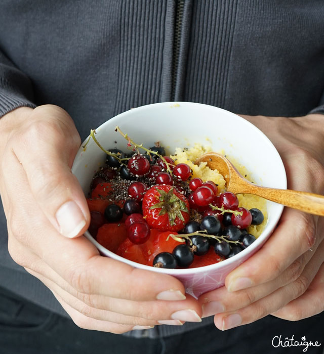 Porridge de polenta aux fruits rouges