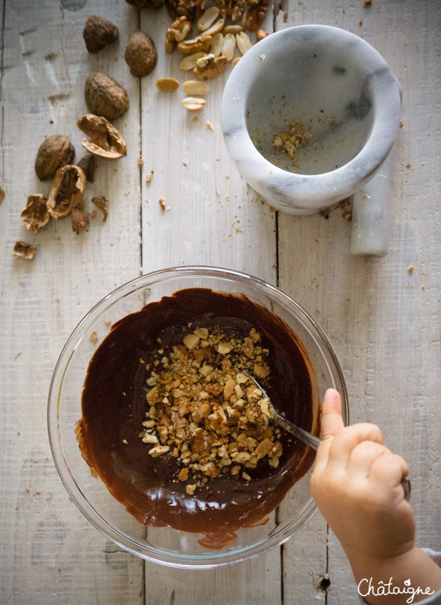 Brownies au chocolat, noix et cacahuètes