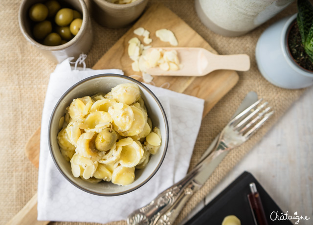 Orecchiettes au pesto d’olives vertes et ricotta