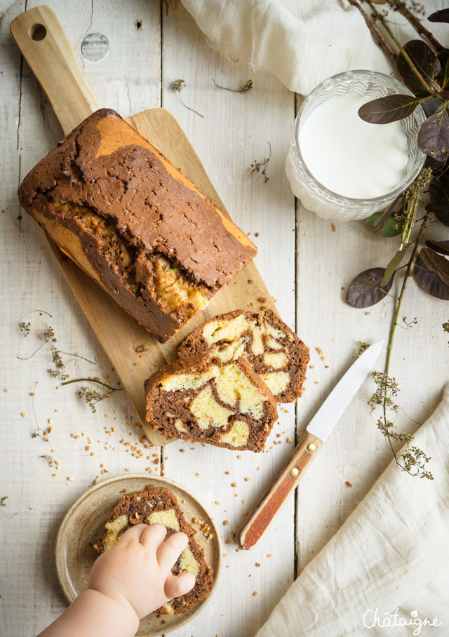 Cake marbré chocolat-praliné