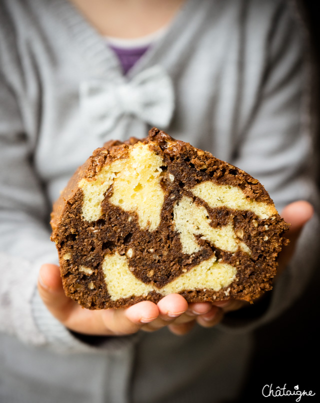 Cake marbré chocolat-praliné