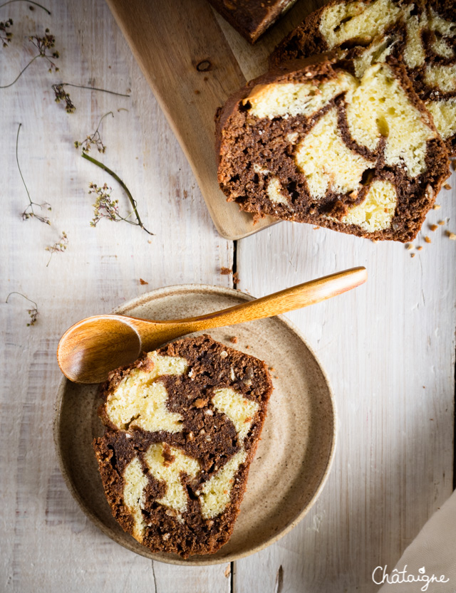 Cake marbré chocolat-praliné