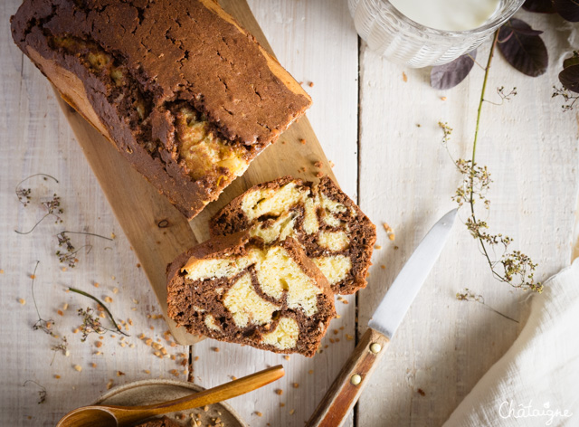 Cake marbré chocolat-praliné