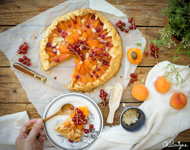 Tarte rustique aux abricots et groseilles