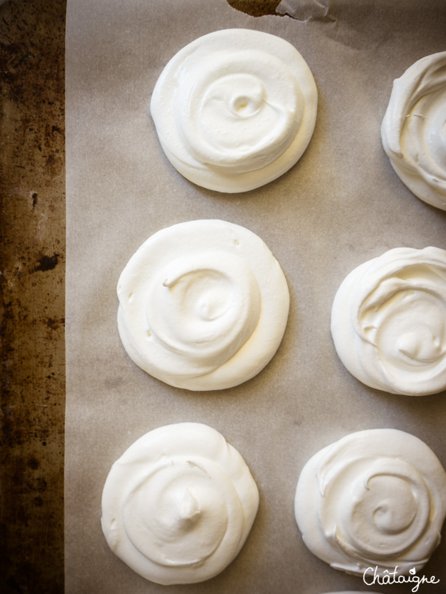 Pavlovas aux poires, prunes et verveine