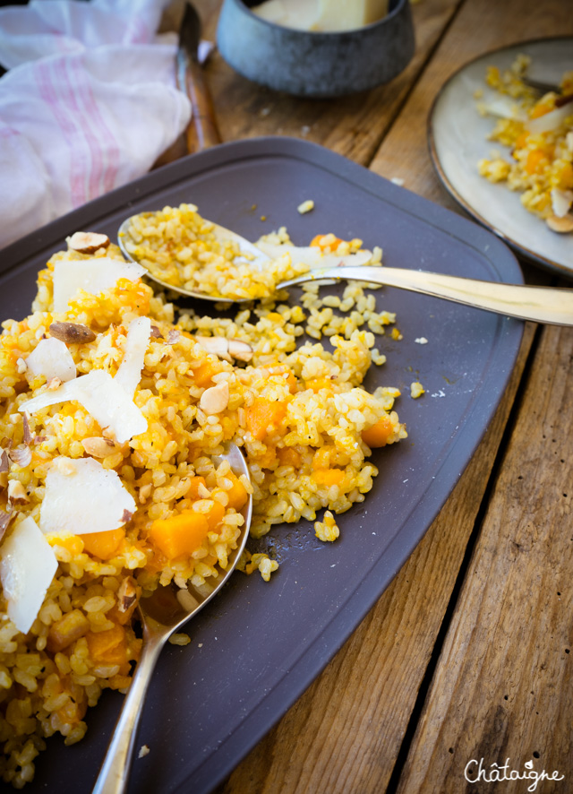 Riz complet au potimarron et parmesan