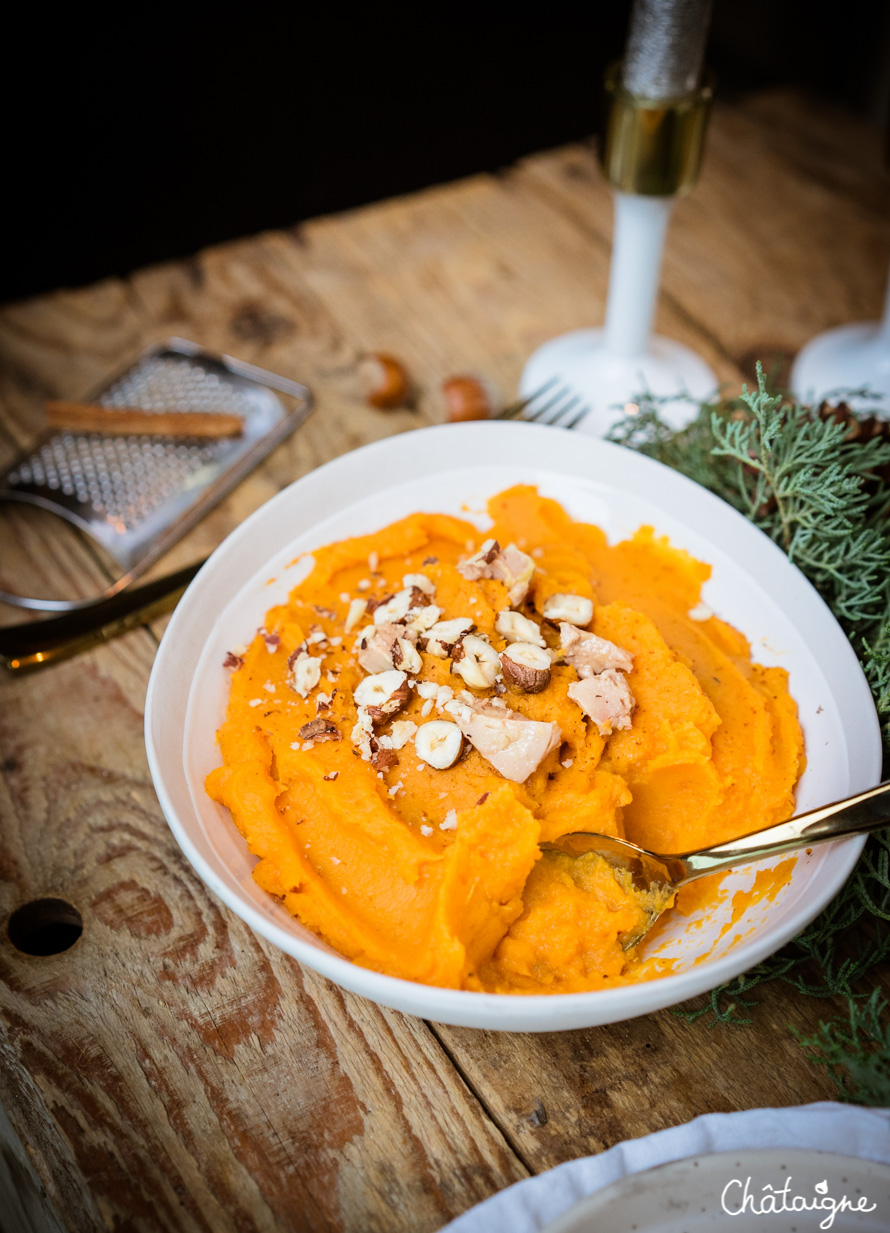 Purée de patates douces au foie gras