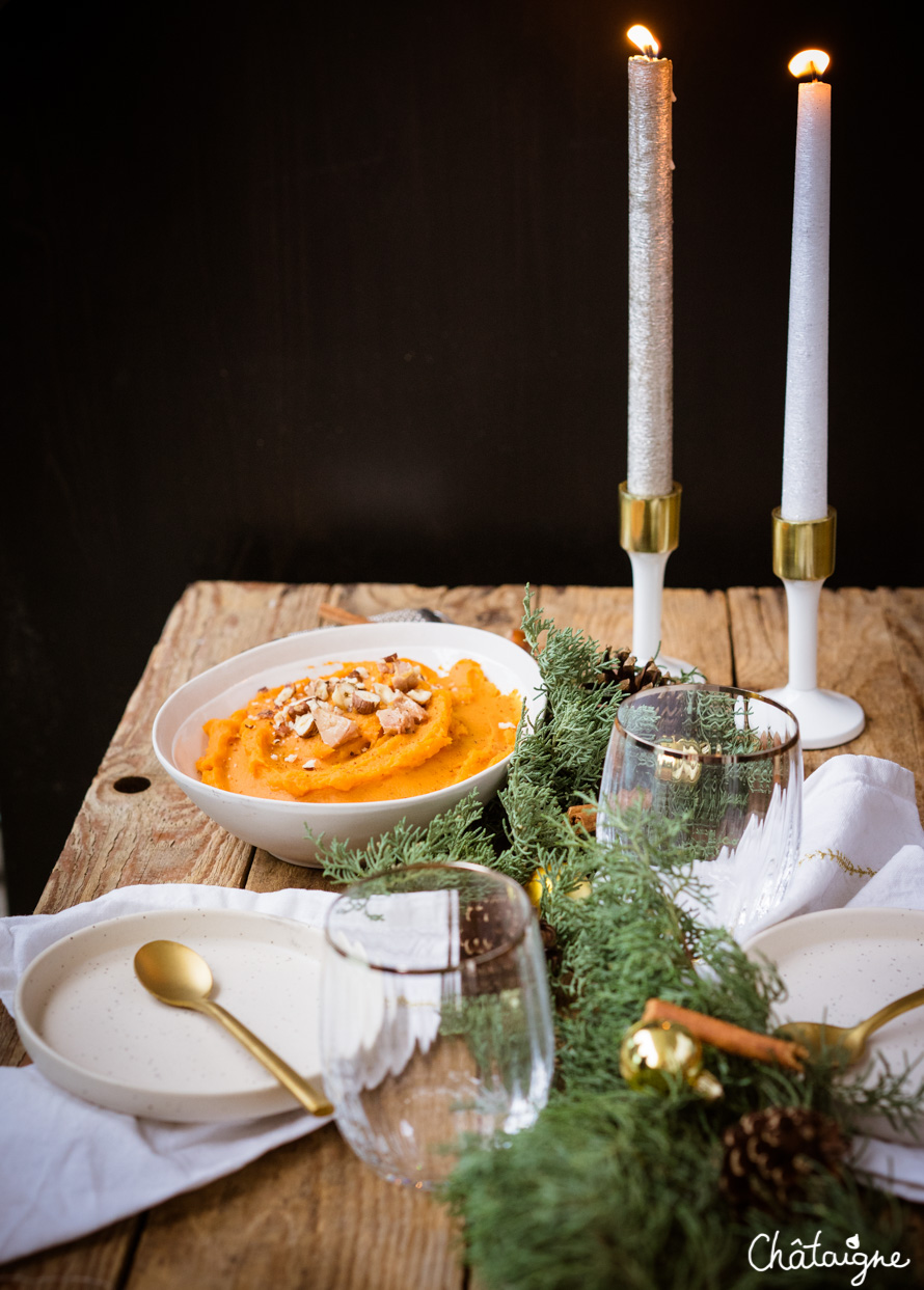 Purée de patates douces au foie gras